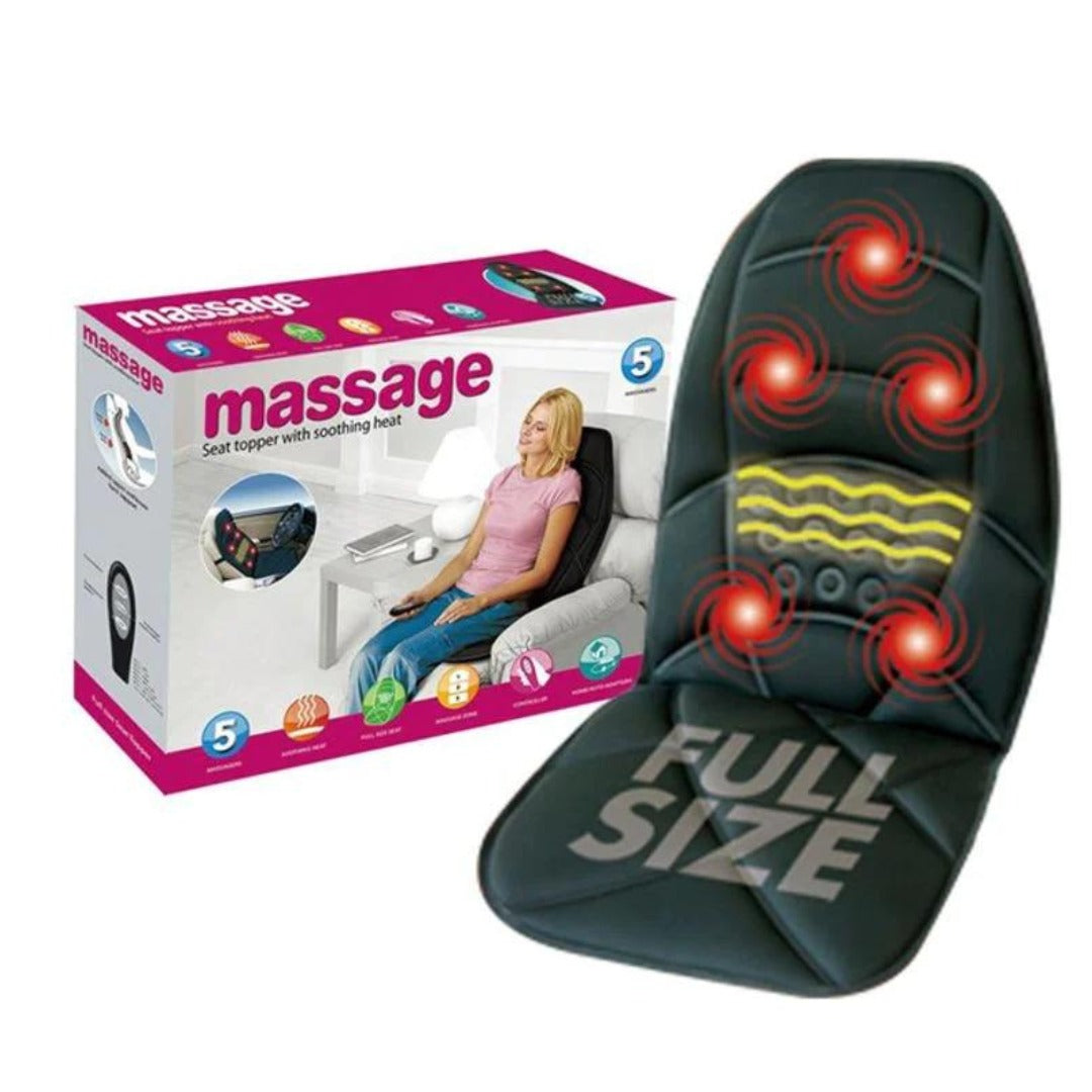 CAR Massage Full Size Seat Topper Back And Neck Massager With Soothing Heat Function.